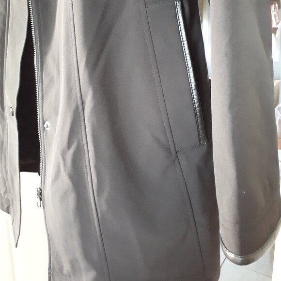Coat - Black - Size XL - Leather details with zipper and snap closure front - Picture 5 of 7